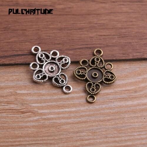 20pcs 19*27mm Two Color Zinc Alloy Necklace Charm Jewelry DIY Hollow Flower Connector Pendant Necklace