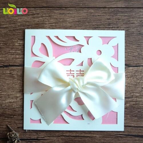 20pc Different colors square laser cut custom make wedding cards invitation