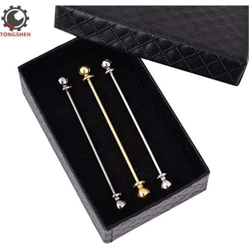 3PCS Copper Collar Bar Shirt Tie Necktie Pins Clip Clasp Lapel Stick Brooch Barbell Screw On End Shirt Collar Pin Tie Clip