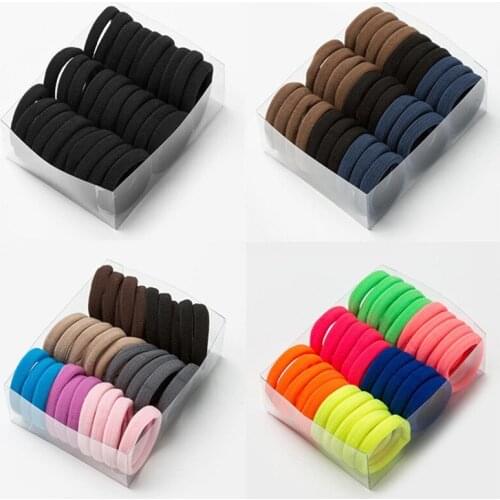 30pcs Elastic Hair Accessories For Women Kids Black Pink Blue Rubber Band Ponytail Holder Gum For Hair Ties Scrunchies Hairband