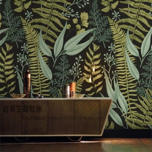 3D Custom retro mural green plant American country fitting room bedroom bedside background wall decorative painting wallpaper