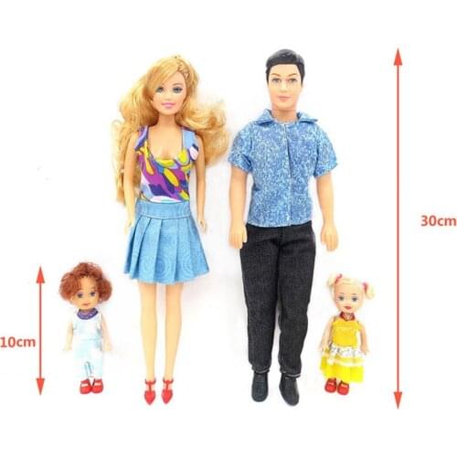 4 Pcs/Lot Happy Dolls Family DIY Mom Dad Doll Fashion Clothing Princes Male Toy Family Character Role Play Gifts For Children