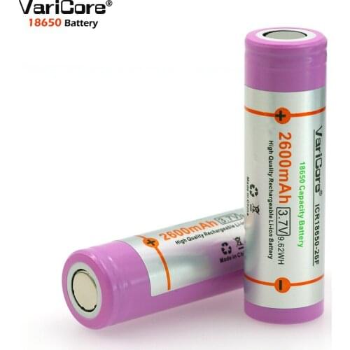 4 pcs. original VairCore 18650 3.7 V 2600 mAh rechargeable battery ICR18650-26F safe industrial battery