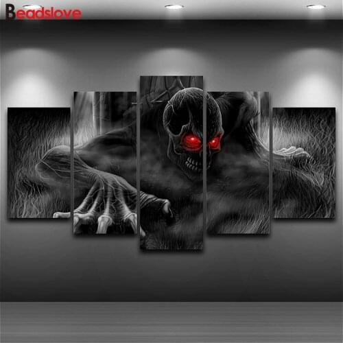 5 Pieces diamond painting Horror Skull 5d diy diamond picture full square round diamond embroidery