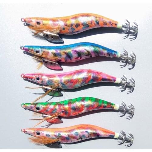 5pcs Top quality Gold/Shine color calamar squid jigs Japan type fishing squid lures Hard fishing lure strong fishing hook