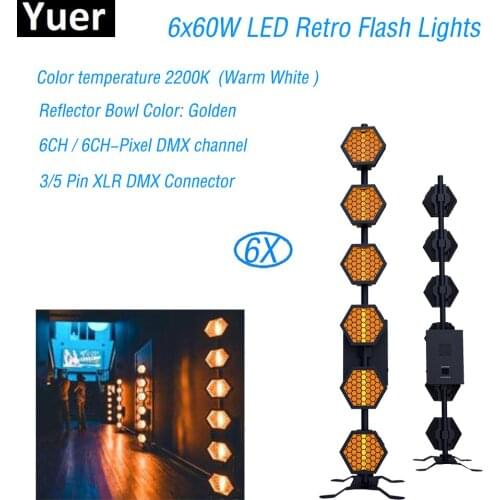 6Pcs/Lot 6x60W LED Six-Line Hexa Pixel Modern Decorative Lamp LED Version Retro Flash Lights For Stage DJ Disco wedding Lighting