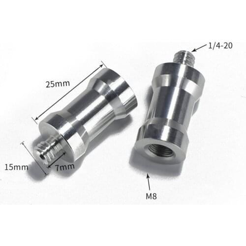 2pcs M8 female to 1/4 male conversion adapters Lamp holder mutual rotation screw pan tilt fitting adapter tripod camera