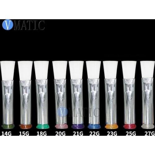 Free Shipping 14G-27G 8mm Flat Liquid Glue Dispensing Needle Brush Screw Thread Needles EFD Soft Brush Needle