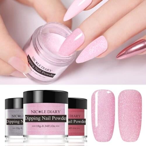 NICOLE DIARY Sparkling Dip Dipping Nail Powder Glitter Natural Dry French Chrome Dust Art Decoration DIY Pigment