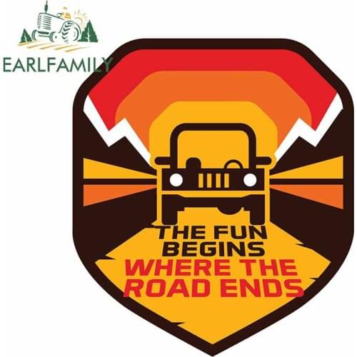 EARLFAMILY 13cm x 11.6cm for The Fun Begins Sunset Bumper Windshield VAN Car Stickers Scratch-Proof Decal Refrigerator Graphics
