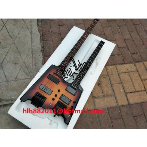 Big John double neck headless electric guitar 4 strings bass and 6 strings electric guitar in red F-3442