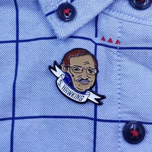 Hot Sale Enamel Famous Person Celebrity Stephen William Hawking Lapel Pin Brooch Badge Backpacks Button Clothes Xmas Gift CE020
