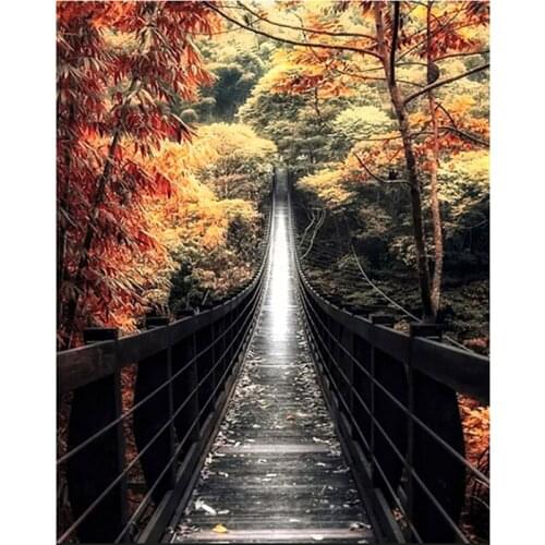 GLymg DIY 5D Full Diamond Painting Cross Stitch Suspension Bridge Mosaic Diamond Embroidery Needlework Patterns Rhinestone Kits