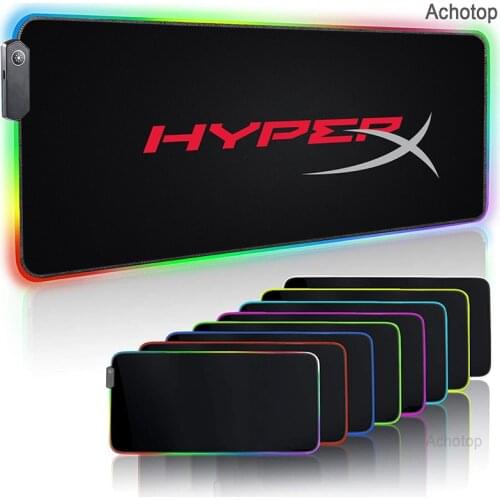 HyperX logo DIY Custom Gaming Mouse Pad Large Anime Mousepad RGB Computer Mouse Mat Gamer MausePad LED Backlit Keyboard Desk Mat
