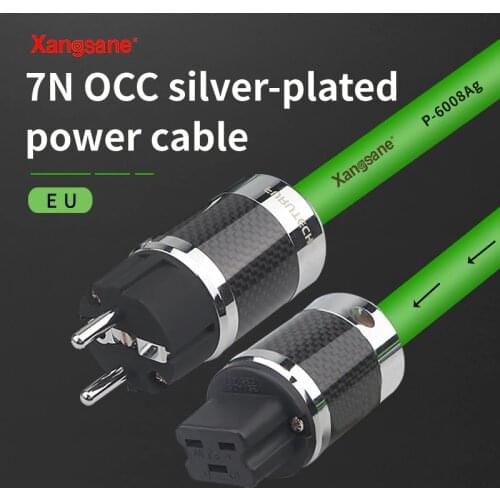 Xangsane 7N OCC P-6008Ag Hifi Speaker IEC Audio silver Power Cable Rhodium Plating Connector EU Power Plug 20A Power Plug