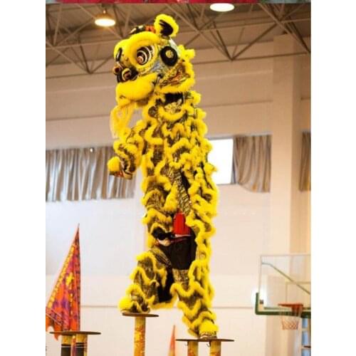 Chinese Folk art Lion Dance mascot Costume wool Southern Lion For two adults hot Promotion Carnival Halloween Xmas