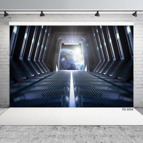 Spaceship Planet Photo Backdrop Vinyl Cloth Photocall Background Photography Props for Children Baby Portrait Photobooth Studio