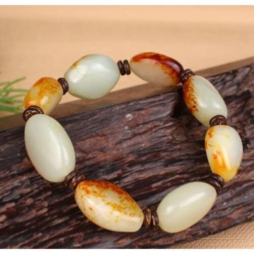 Jade Bracelet Men and Women Beads Jade Bracelet Jadite Round Bangle Charm Jewelry Fashion Accessories