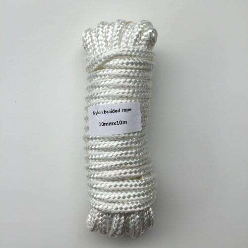 White 10mmx10m Heavy Duty Nylon Rope PP Boat Rope Sailing Camping Clothes Line Securing Line