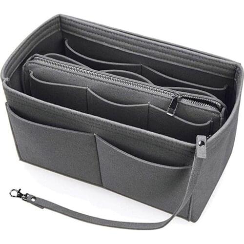 New Make up Organizer Insert Felt Bag with Zipper Handbag Tote Shaper Multi Pockets Portable Large Storage Bags Cosmetic Bags