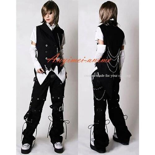 Gothic lolita punk sweet fashion black coat and pants white shirt outfit cosplay costume custom-made[CK1277]