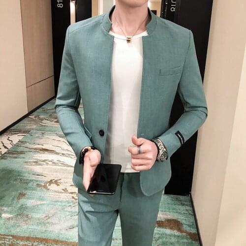 Solid Color Fashion Slim V-neck Handsome Long Sleeve Suit Blazer Hombre Casual Mens Blazer Jacket Stylish Blazers For Men Black