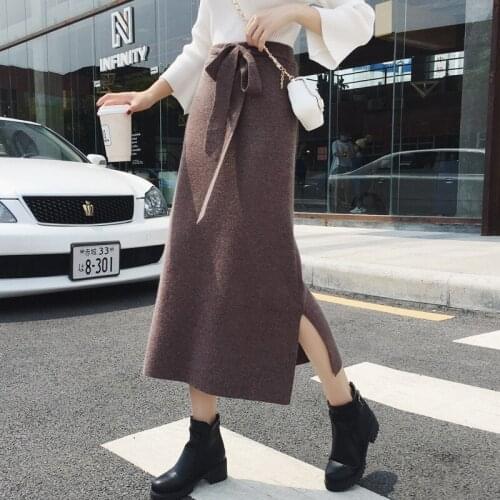 2020 Autumn & Winter New Arrivals High Waist Slim Stretch Simple Solid Versatile Casual Women A-line Long Skirt Free Shipping