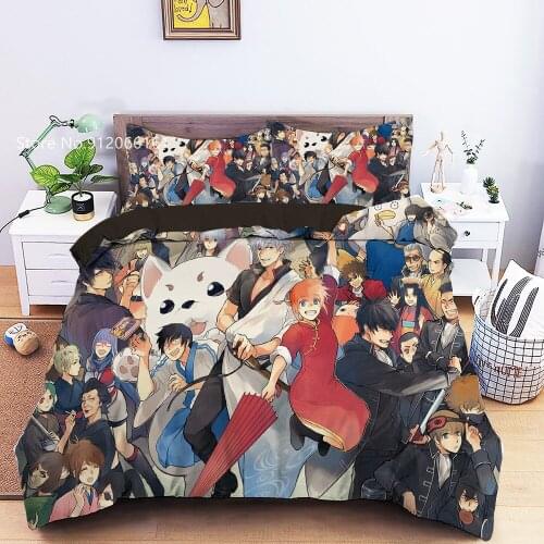 Cartoon Gintama Duvet Cover 3D Print Japan Anime Bedding Set Comfortable Soft Bedclothes Home Textile For Children Bedspread