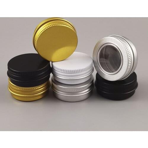 100 x 15g Empty White Gold BlacK Aluminum Cream Jar Pot Nail Art Makeup Lip Gloss Empty Cosmetic Metal Tins Containers