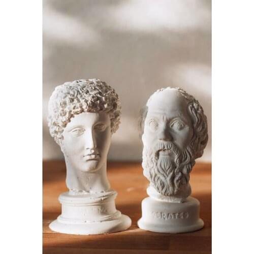 Statues White Hermes Socrates Sculpture Bust 2 Pieces Concrete Material