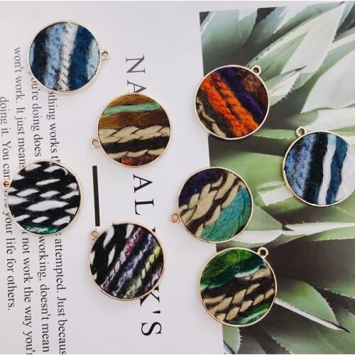 Alloy Round Pendant Necklace Charms DIY Material Jewelry Earring Accessories