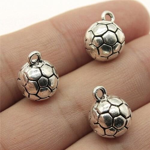 WYSIWYG 4pcs 11x11x11mm 3D Soccer Ball Charm Football Charms For Jewelry Making Soccer Charms 3D Soccer Ball
