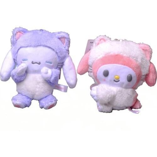 Japanese Girl Series Cute Kawaii My Melody Cinnamoroll Pluche Keychain Bag Kids Gift Plush Pendant Toys Birthday Gifts