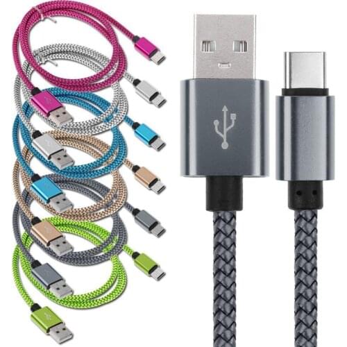 100PCS USB3.1 Type-c Charger Cable 1M USB-C Nylon Braid Charging Adapter Cable for Samsung S8 NOTE7 Huawei