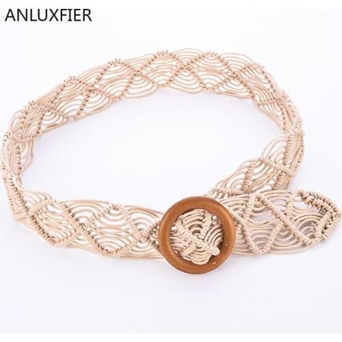 H9840 Women Waist Belt National Style Wax Rope Braided Handmade Accessories Waistband Soild Color High Quality Fashion Girdle