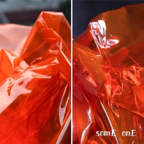 0.2mm TPU Fabric Transparent PVC Orange Red Liquid Plastic Film Waterproof DIY Raincoat Bags Decor Clothes Designer Fabric