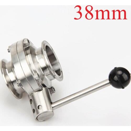 1-1/2" 38mm Stainless Steel 304 Sanitary 1.5" Tri Clamp Butterfly Flow control Valve Home Height 64mm/70mm Brew Beer Dairy