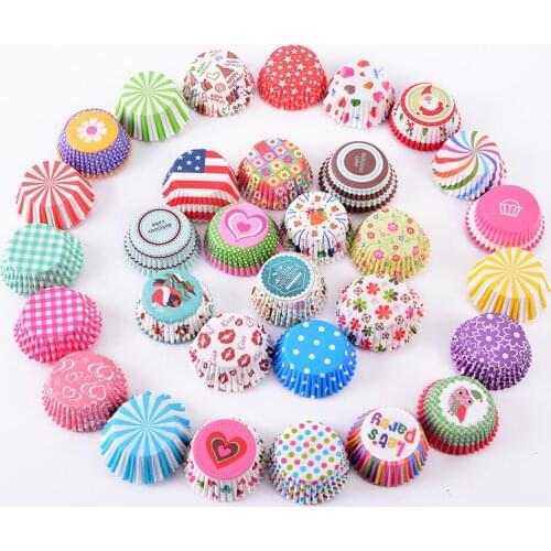 100pcs/set Muffin Liners Cupcake Paper Cups Cake Forms Baking Box Case Cake Mold Decorating Tool Wedding Birthday Party Supplies