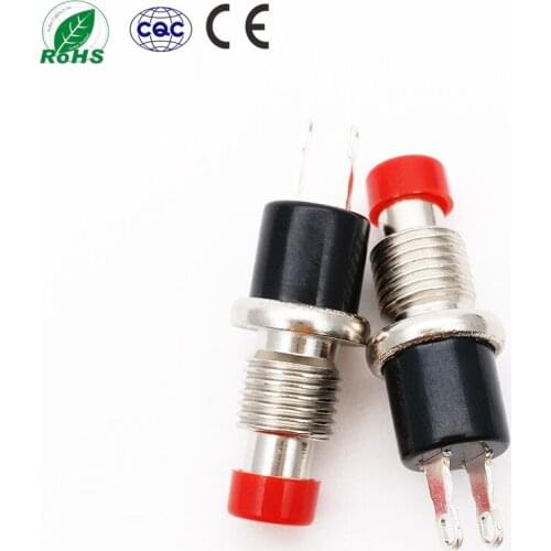 100pcs PBS-110 Lockless ON/OFF Push button Switch Press the reset switch AC 250V 1A 2 Pin