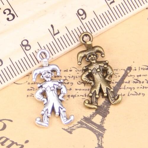 12pcs Charms clown joker jester 25x12mm Antique Pendants,Vintage Tibetan Silver Jewelry,DIY for bracelet necklace