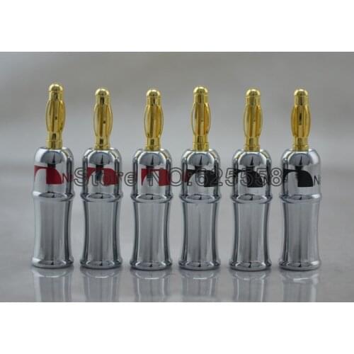 8pcs 4mm Banana Plug For Video 24K Speaker Copper 4mm Banana Plug black & red banana plug Audio Connector