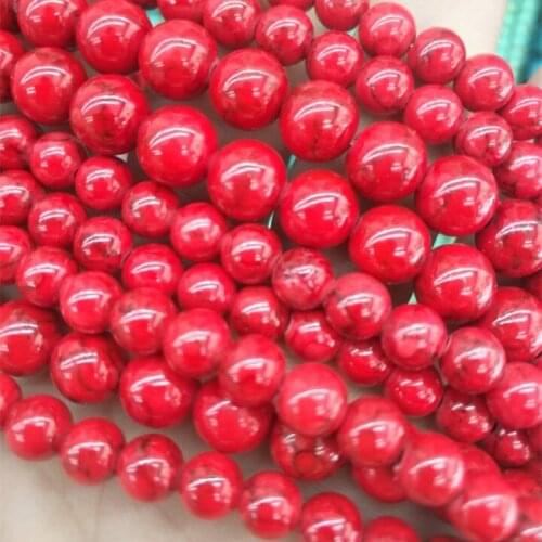 95pcs red turquoise round ball gem stone for women bracelets making size 4mm beads accessories jewelry findings free shipping