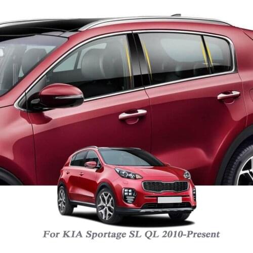 6pcs Car Styling For Kia Sportage QL SL 2010-Present Car Window Trim Sticker Middle Column Stickers PVC External Accessories
