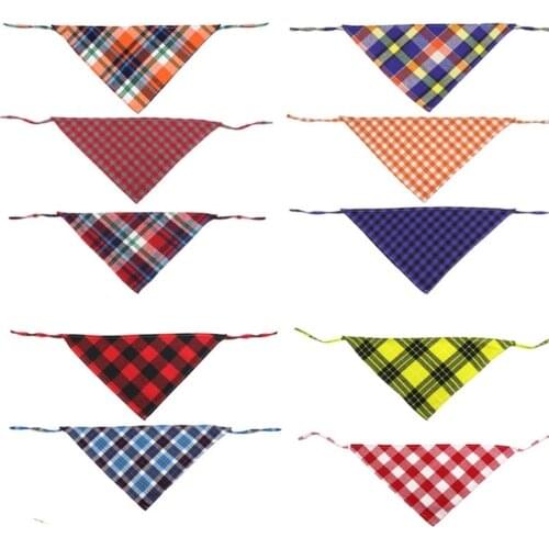 100PC/Lot Pet Dog Bandanas Cotton Plaid Cat Dogs Scarves Collar Bibs Dog Accessories Pet Supplies