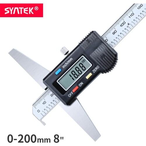 Syntek 0-200mm 8" 8 inch single hook Digital Depth Vernier Caliper Micrometer Stainless Steel Electronic Digital Depth Gauge