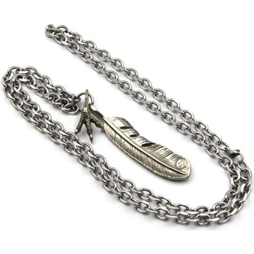 Decorative Necklace With Feather&Eage Foot Pendant 14 Inches-17 Inches