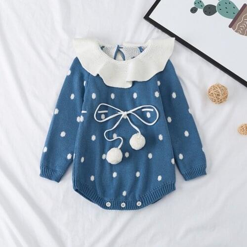 2021 Baby Knitted Romper Knitted Autumn Newborn Girls Jumpsuits Clothes Winter Long Sleeve Toddler Sweater