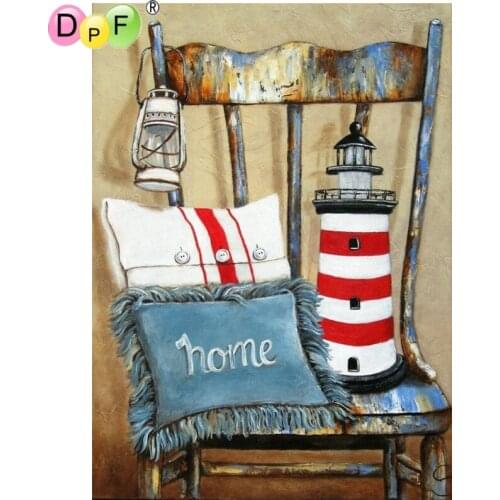 DPF DIY A lighthouse on a chair 5D diamond painting cross stitch crafts diamond embroidery home decor diamond mosaic full square
