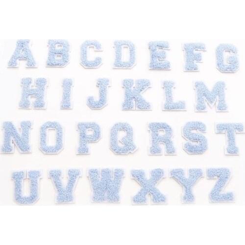 Embroidery Brand Patch Light Blue Color Name Letter Sew on Transfer Iron on Sticker Baby Clothes Bag Decoration