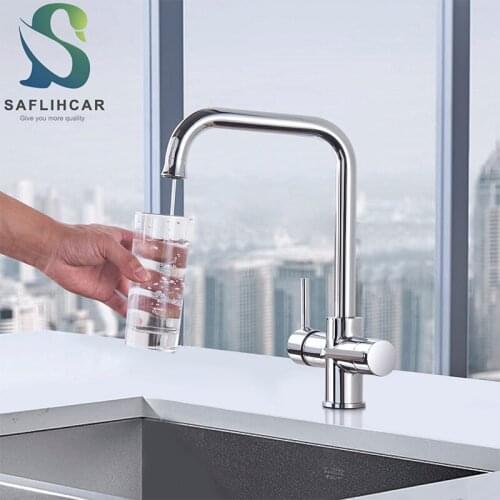 Chrome Kitchen Sink Faucet Purify Water Tap 360 Degree Rotation Water Purification Feature Taps Hot and Cold Mixer Faucet